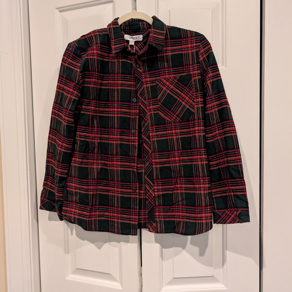 Ivy City Co Red and Black Plaid Button Down Shirt
